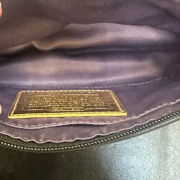 Coach Black Satin wristlet with horse & carriage logo. EUC - Picture 5 of 8